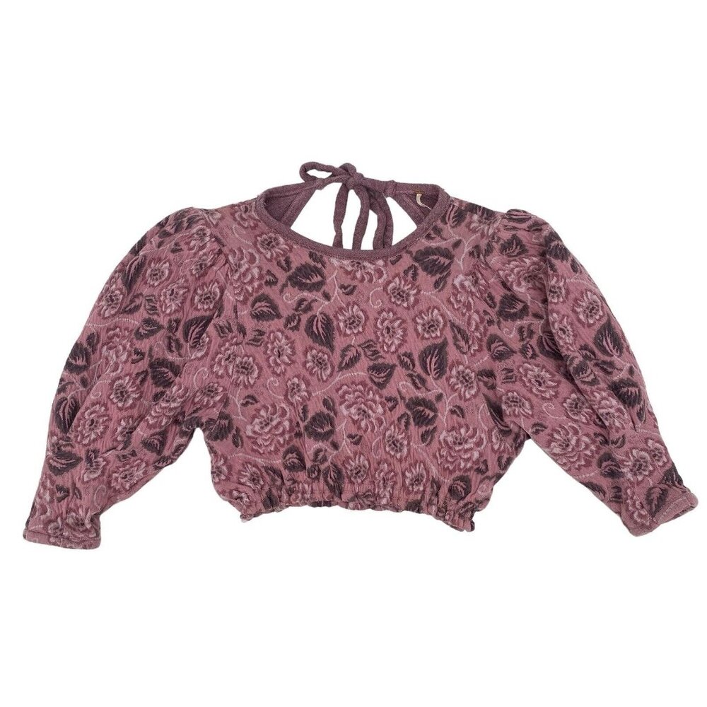 Free People Size L Jacquard Open Back Top Smoked Pink Combo OB1366036 Fringe Hem